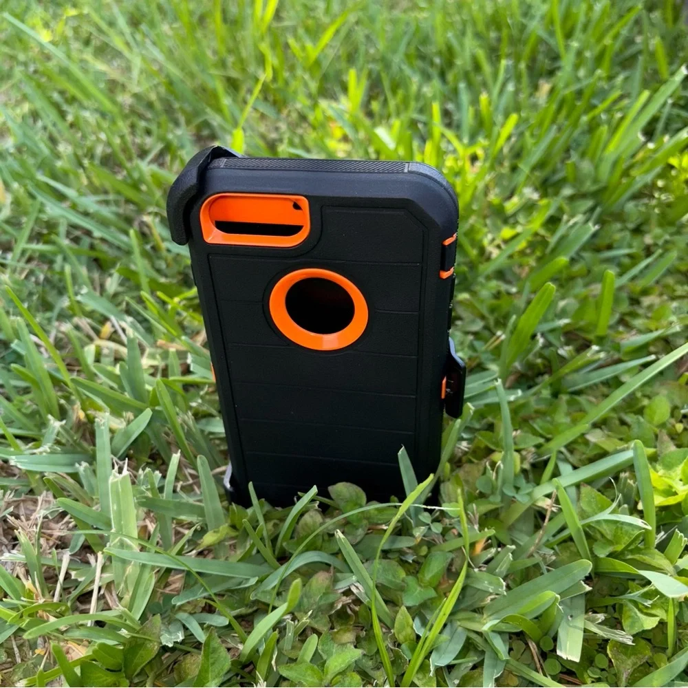 Rugged Black and Orange Phone Case /iPhone 8 plus